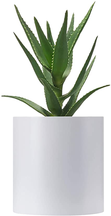 FaithLand Plant Pot 8 inch - Perfectly Fits Mid-Century Modern Plant Stand - Drainage Plug and Drainage Mesh Screen - Matte White Planter Pot
