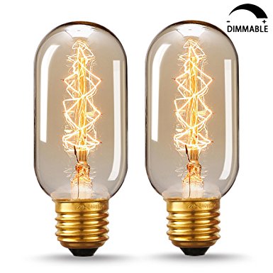LOHAS 40W Wire Wrapped Style Tungsten Bulbs, Vintage T45 Retro old fashioned (Edison Style) E27 Screw Bulbs, 2700K, Decorative Light Bulbs, Dimmable, Pack of 2 units