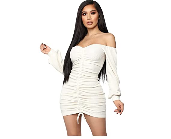 Ameeha Comfortable Soft Stuff Women Bodycon White/Dress Design for Girls/Women (Medium Size)