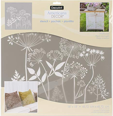 DecoArt DECADS-K.402 Decor Stencil 18x18 Wildflwr Americana Decor Stencil 18x18 Wildflower