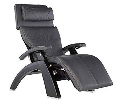 Perfect Chair Human Touch PC-610 LIVE Power Omni-Motion Walnut Zero-Gravity Recliner Premium Leather Fluid-Cell Cushion Memory Foam Jade Heat - Gray Premium Leather - In-Home White Glove Delivery