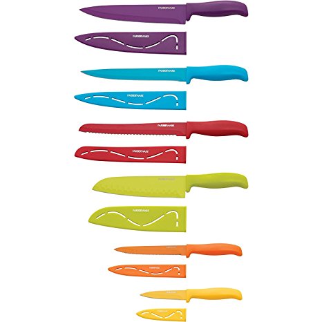 Farberware 12-Piece Non-Stick Resin Cutlery Knife Set , Multicolor