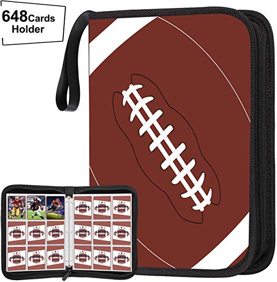 POKONBOY 648 Pockets Football Card Binder for Football Trading Cards, Display Case with Football Card Sleeves Card Holder Protectors Set for Football Card and Sports Card