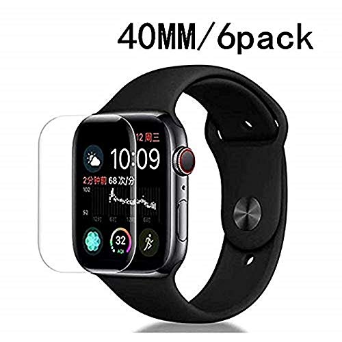 [6 Pack] Apple Watch Screen Protector 40MM PET, hairbowsales HD Screen Protector Anti-Bubble Scratch-Resistant Guard Cover 3D Hydrogel Protective Soft Film Apple Watch Series 4 40mm PET