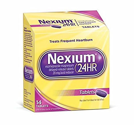 Nexium 24HR (20mg, 14 Count) Delayed Release Heartburn Relief Tablets, Esomeprazole Magnesium Acid Reducer