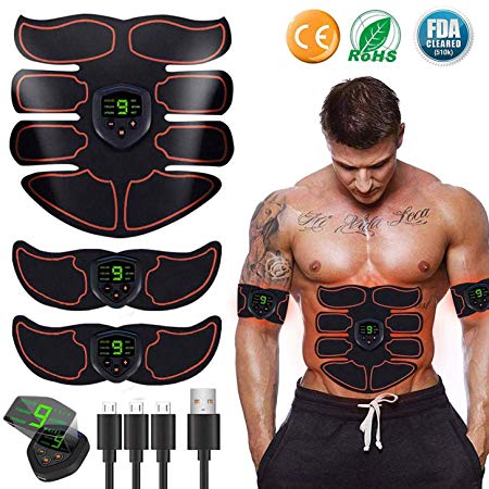 HAIJIXING Abs Trainer Abdominal Belt, EMS Muscle Stimulator with LCD Display & USB Rechargeable,Ab Belt Toning Gym Workout Machine For Men & Women
