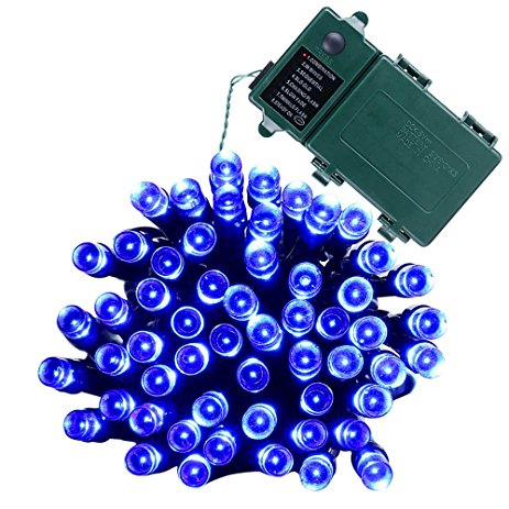 Qedertek Battery Christmas Lights, Christmas String Lights 50 LED 13.1ft Decorative Lighting with 8 Modes for Holiday, Party, Garden, Patio, Xmas, Lawn (Blue)