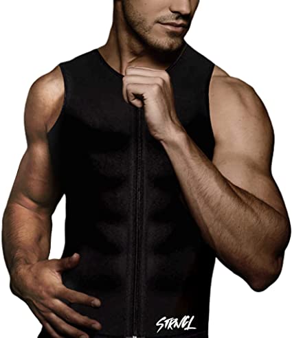 STRNGL Sauna Suit for Men Waist Trainer Waist Trimmer Stomach Wraps for Weight Loss Sweat Vest for Men
