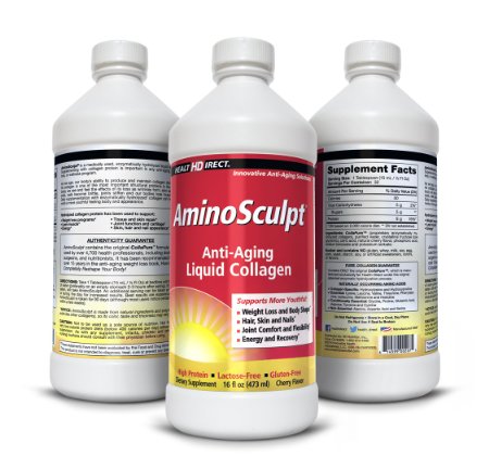 Health Direct Amino-Sculpt Liquid Collagen Supplement, Tart Cherry, 16 Fluid Ounce