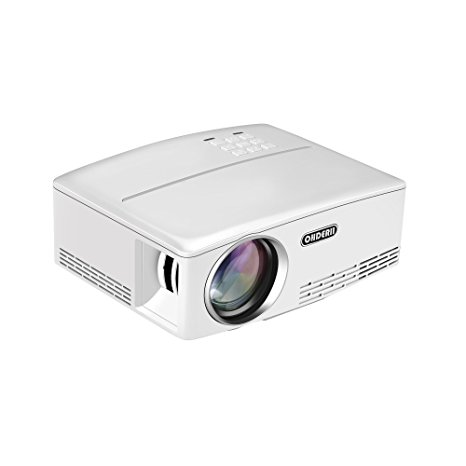 ohderii Projector, LED Lumens 1800ANSI Luminous efficiency 180" LED Mini Home Projector for Outdoor Indoor Movie, Home Theater (White)