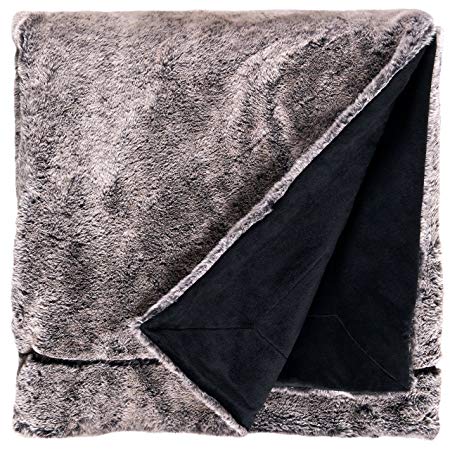 Rivet Faux Fur Throw Blanket, Soft and Stylish, 80" x 60", Black