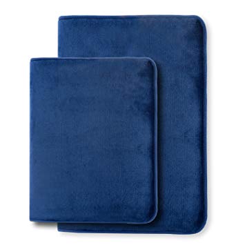 Clara Clark Non Slip Memory Foam Tub-Shower Bath Rug Set, Includes 1 Small Size 17 x 24 in. 1 Large Size 20 X 32 in. - Royal Blue