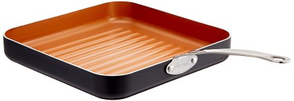 GOTHAM STEEL 10.5-inch Non-Stick Grill Pan with Ti-Cerama Surface, Copper