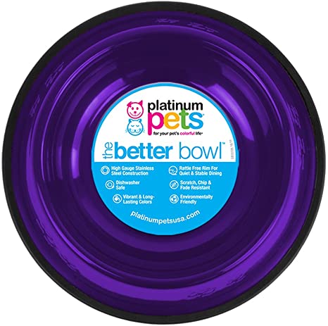 Platinum Pets Embossed Non-Tip Stainless Steel Cat/Dog Bowl