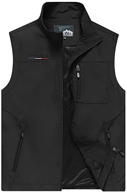 Mens Work Vest Summer Travel Photo Vest Cargo Sleeveless Jackets with Pockets