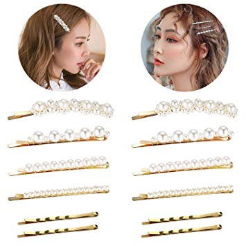 Pearl Hair Pins for Women Girls, Funtopia 12pcs Fashion Sweet Artificial Pearl Hair Clips Bobby Pins Decorative Hair Accessories for Wedding, Party and Daily Wearing