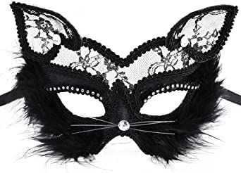 Kapmore Masquerade Mask Valentine Ball Eye Cat Women Mask Half Face Mask as Valentine's Day Gift for Women
