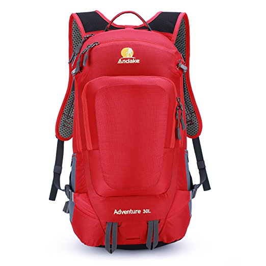 Andake Unisex 30L Hiking Backpack, Ultralight & Durable Daypack with Rain Cover Suit as Hiking Rucksack & Laptop Shoulder Bag, Best for Daily Life, Outdoor Camping, Cycling and Travelling