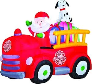 Gemmy 086786862902 Santa Driving Fire Truck Christmas Inflatable