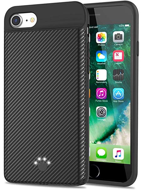 iPhone 7 8 6 6s Battery Case,Smpoe 3000mAh Ultra Slim Extended Rechargeable Portable Charging Case for iPhone 6 6s 7 8 (Black)