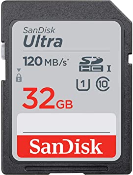 SanDisk 32GB Ultra UHS-I Class 10 U1 SDHC Memory Card, 120MB/s Read, 10MB/s Write