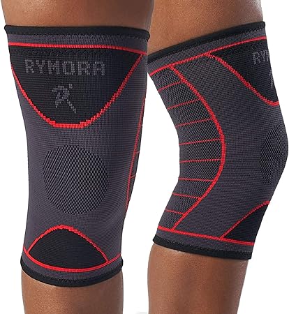 Rymora Knee Support Brace for Woman and Man- Knee Compression Sleeves, Comfortable and Secure Sleeve Supports for Weight Lifting, Running, Sports, Weak Joints, Fitness (2XL, Single, Slate Grey)