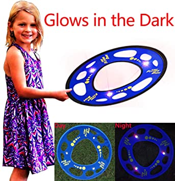 FLYDAY Flying Disc Glows in The Dark Flying Ring Soft for Kids Outdoor Game 18 Inch