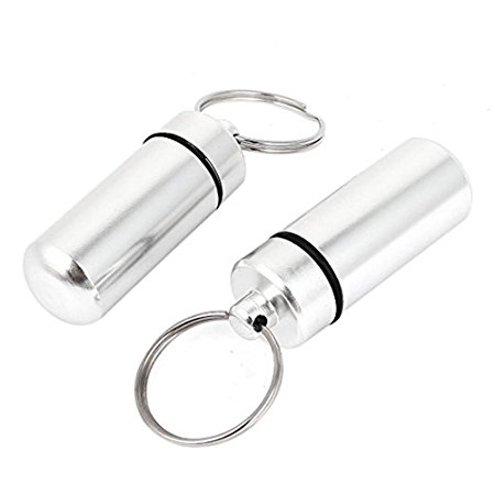 Generic Aluminum Waterproof Pill Bottle Drug Holder Container Keychain Pack of 2