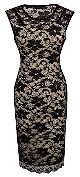 HOMEYEE Women's Floral Lace Cocktail Party Sheath Dress S09