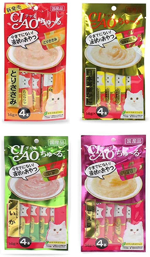 INABA CIAO Churu Cat Lickable Puree Creamy Cat Treat,12 Flavor Original Japan Cat Snacks