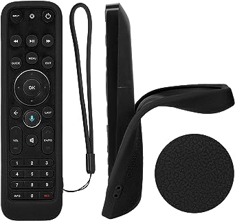 1PCS Protective Silicone Remote Case for Verizon FiOS TV One Voice Remote, for FIOS 2019 - MG3-R32140B VRC4100 BLE Remote Control Shockproof, Washable, Skin-Friendly, Anti-Lost with Loop (Black)