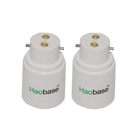 Haobase 2Pcs B22 to E27 Lamp Socket Converter LED Bulb Base Converter Adapter Socket Change