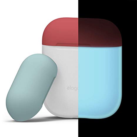 elago AirPods Duo Case [Body-Night Glow/Top-Italian Rose, Coral Blue] - [Extra Protection] [Hassle Free] - for Apple AirPods