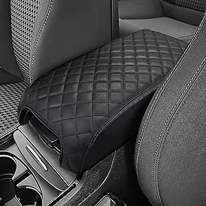 JOYTUTUS Center Console Cover Compatible with 2011-2024 Charger & Chrysler 300, Car Armrest Cover Console Pad Cushion, Black Leather Center Console Armrest Cover lid, Durable Middle Console Cover