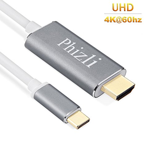 USB-C To HDMI Cable (5.9feet/1.8m),Phizli Thunderbolt 3 Type C To HDMI Converter Cable- 4K 60Hz For The 2016 MacBook Pro, 2015 MacBook, ChromeBook Pixel,Samsung Galaxy S8/S8 Plus etc.