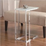 Coaster 900250 Contemporary Snack Table with Glass Top Silver