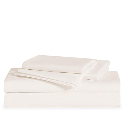 Brooklinen Luxe Core Sheet Set – Includes 1 Flat Sheet, 1 Fitted Sheet   2 Pillowcases – 480 Thread Count Sateen Sheet Set – 100 Percent Long-Staple Cotton – Oeko-TEX Certified – Cream – Twin XL