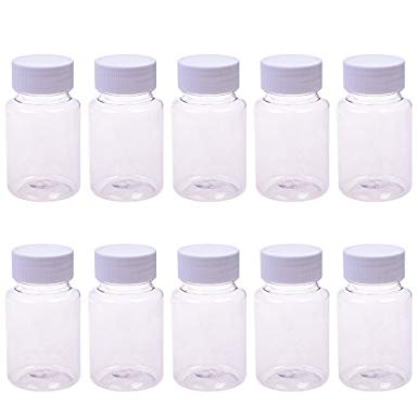 BCP 10 pcs Plastic Clear Empty Plastic Solid Powder Medicine Pill Cylindrical Chemical Container Reagent Bottle 80ml