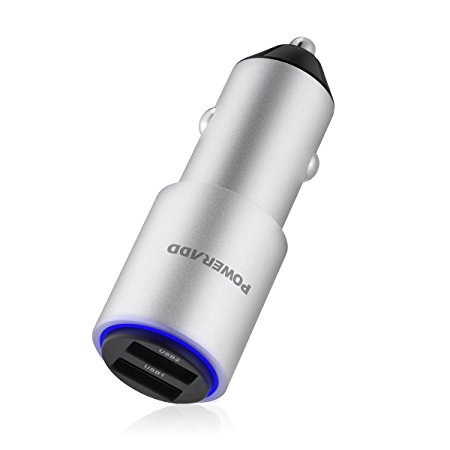 Fast Car Charger, Poweradd Dual USB Car Adapter, 5.4A/30W(MAX), Built-in Safety Protection with Smart Charging & QC 3.0 for iPhone, iPad, iPod, Samsung, most other Phones and Tablets-Silver