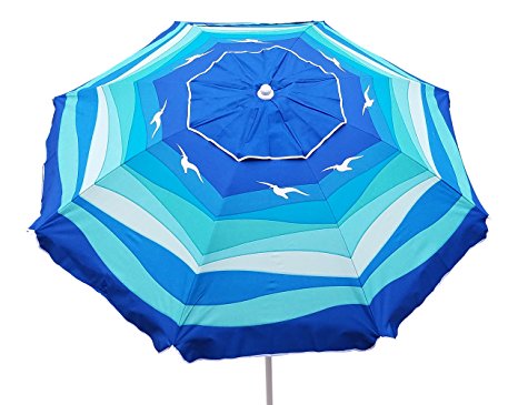 Cloudnine Beach Umbrella With Tilt, Double Canopy,UV Protection, And Sand Anchor 80 Inch Arc