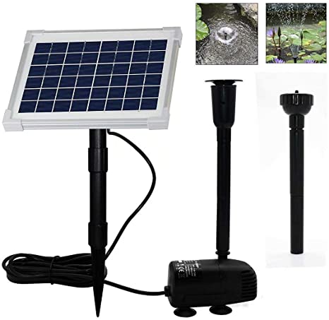 Lovesun Solar Fountain Water Pump Kit, 124 GPH Brushless Submersible Powered Pump with 5 W Solar Panel for Bird Bath, Small Pond, Garden Decoration, Pool, Patio, Lawn……