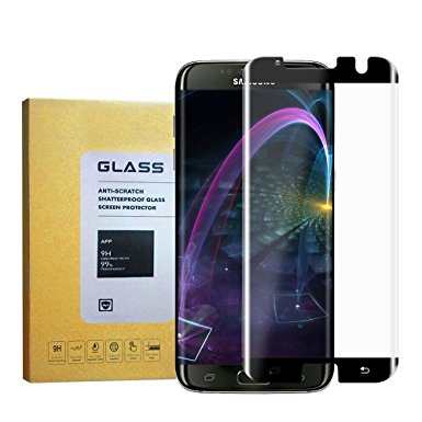 Galaxy S7 Edge Black Screen Protector,9H [Case Friendly] 3D Curved Tempered Glass Screen Protector Anti-Scratch, Anti-Fingerprint, Anti-Bubble for Samsung Galaxy S7 Edge(Black).