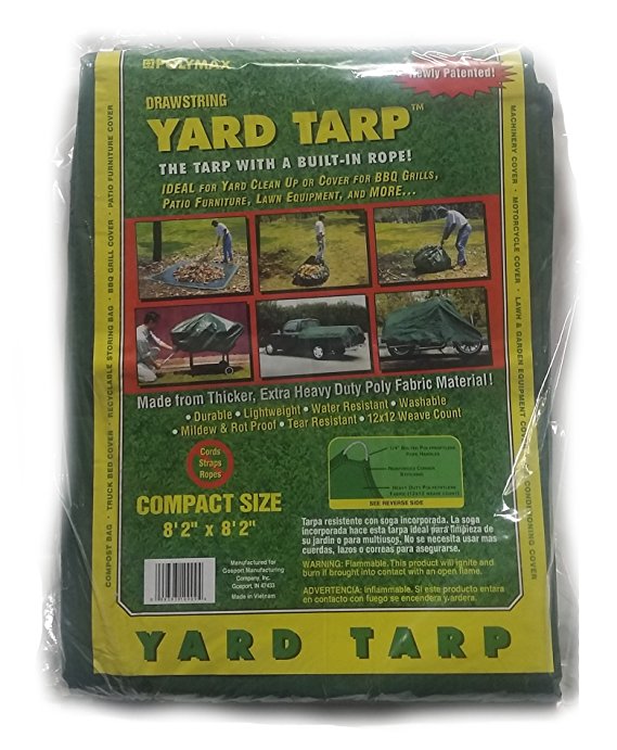 Yard Tarp with Drawstring-Poly Rope in Hem- Best Multi-Purpose Cover (9x9)