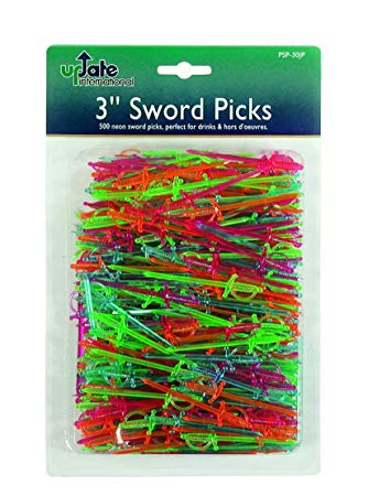 Update International (PSP-30JP) 3" Plastic Sword Toothpicks (Case of 500)