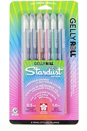 Sakura 37904 6-Piece Gelly Roll Assorted Colors Stardust Meteor Pen Set