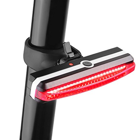 LED Bike Taillight by Sunspeed,USB Rechargeable and Water Resistant Safety Rear Light, High Intensity LED Fits on Any Bicycles Helmets