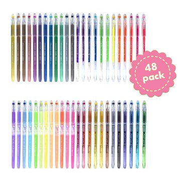 Gel Pen Set, 48 Color Premium Gel Colored Drawing Pens in Plastic Case Art Supply Assorted Colors Ink Pen including Glitter, Neon, Pastel & Metallic for Scrapbooks, Coloring, Doodling, Sketching - A Great Gift for Children & Adults (48-Color)