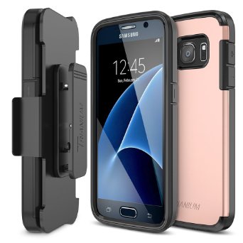 Galaxy S7 Case, Trianium [Duranium Series] Heavy Duty Case [Rose Gold] Holster Case Belt Clip   Protective Cover with Built-in Screen Protector for Samsung Galaxy S7 2016 [Lifetime Warranty](TMS7D04)