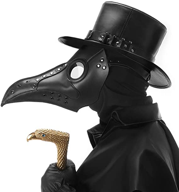 PartyHop Black Plague Doctor Mask Leather Bird Beak Steampunk Gas Costume P16