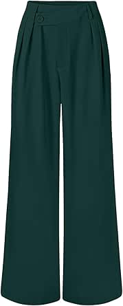 MEROKEETY Women's Wide Leg Pants High Waist Long Straight Work Business Casual Trousers with Pockets